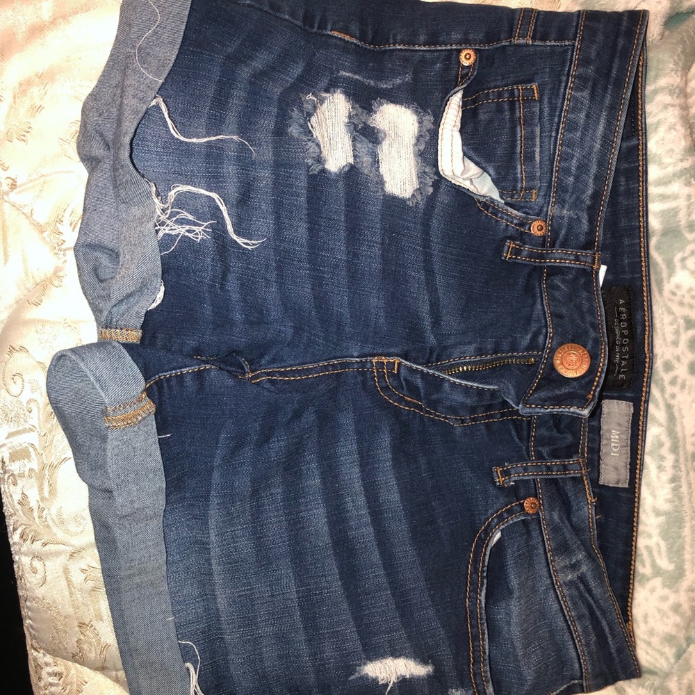 Midi dark wash shorts